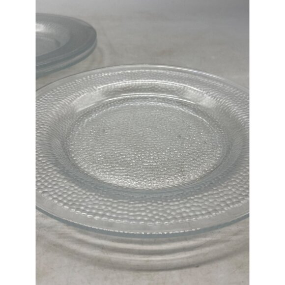 set of 3 salad desert toast plates clear glass ruff bottom pebbled 8" READ - Picture 3 of 5